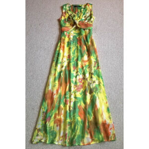 Womens Dress-YEST-yellow/green chiffon maxi empire flowy Fairy Cottagecore-4